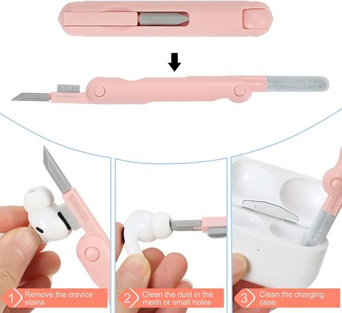 7 in 1 Cleaning Kit Computer Keyboard Cleaner Brush Earphones Cleaning Pen for AirPods iPhone Cleaning Tools Keycap Puller Set