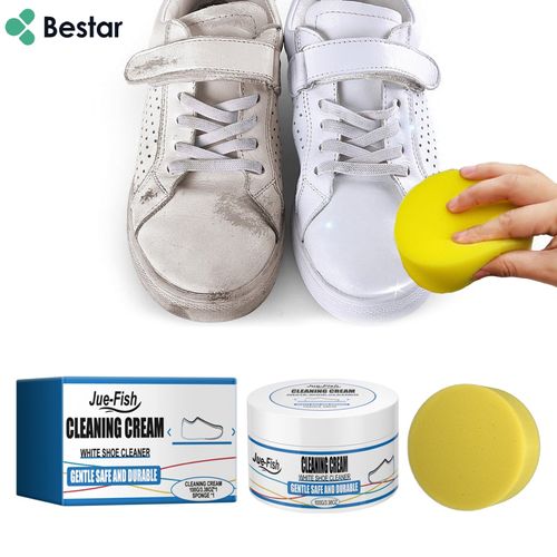 Creme de limpeza instantâneo sem enxágue, pasta de limpeza para sapatos brancos