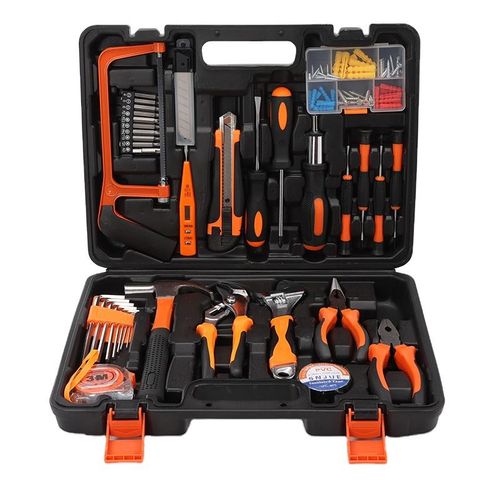 Kit de ferramentas manuais para reparos domésticos e mecânicos genéricos com 46 peças. Kit de ferramentas domésticas multifuncionais. Kit básico de ferramentas manuais para DIY.