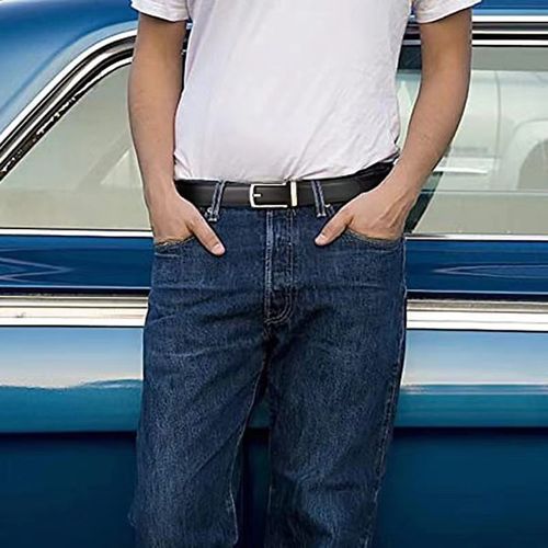 Founders & C Mens Leather Ratchet Comfort Click Belt Dress with Slide Buckle -Adjustable Trim to Fit
