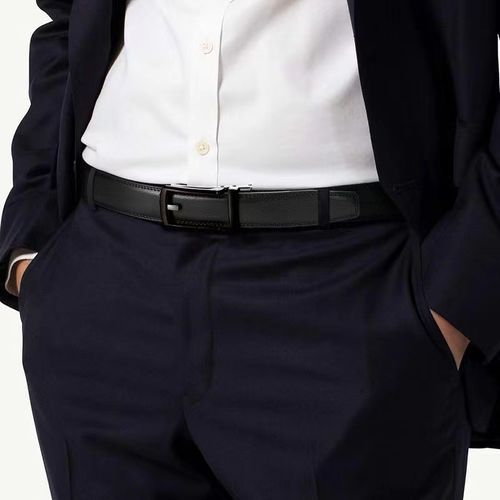 Founders & C Mens Leather Ratchet Comfort Click Belt Dress with Slide Buckle -Adjustable Trim to Fit