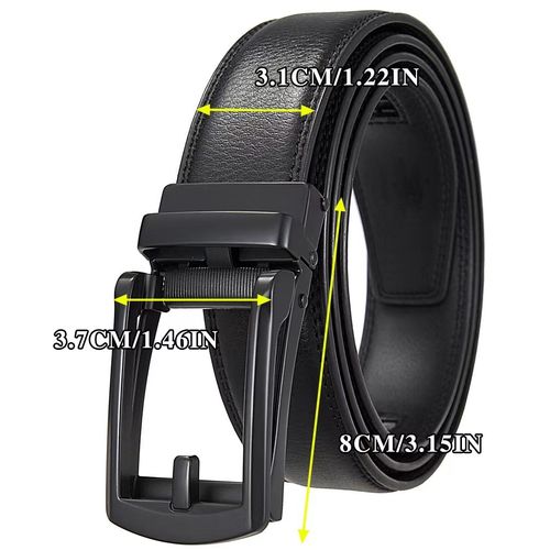 Founders & C Mens Leather Ratchet Comfort Click Belt Dress with Slide Buckle -Adjustable Trim to Fit