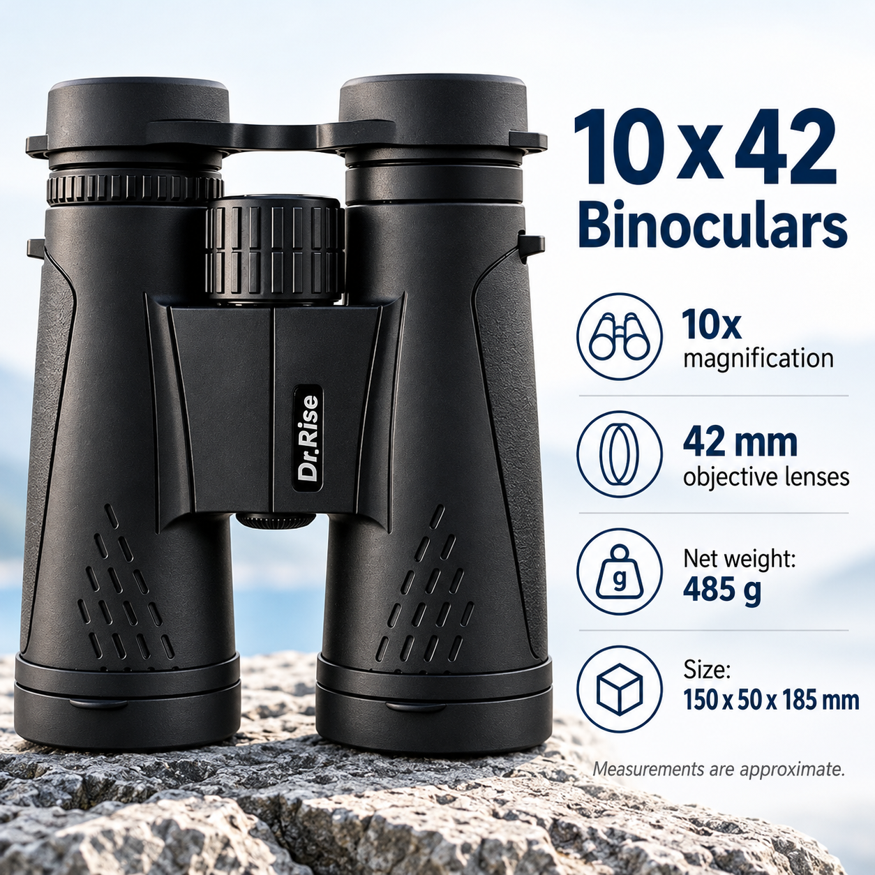 10 x 42 Binoculars with Focus Adjustment and Carrying Pouch - Carry and Store