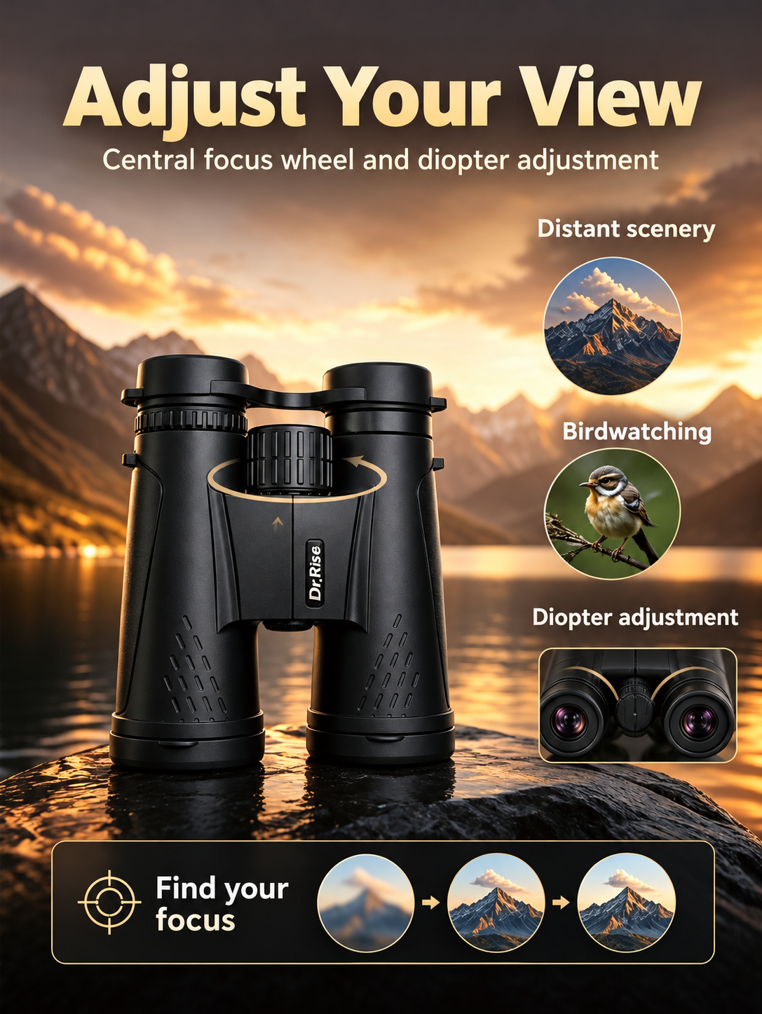 10 x 42 Binoculars with Focus Adjustment and Carrying Pouch - Fine-Tune Your Focus