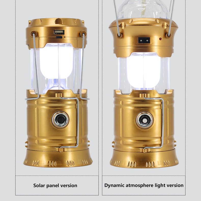 5801 Multi-Function Emergency Camping Lantern with Colorful Rotating Magic Ball Disco Light & Flashlight - Collapsible LED Stage Starlight Lamp for Outdoor Camping, Emergency, Party