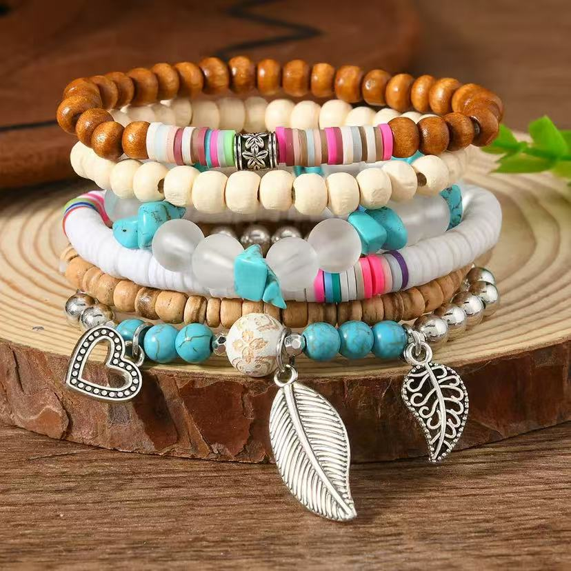 White Bead style bracelet set