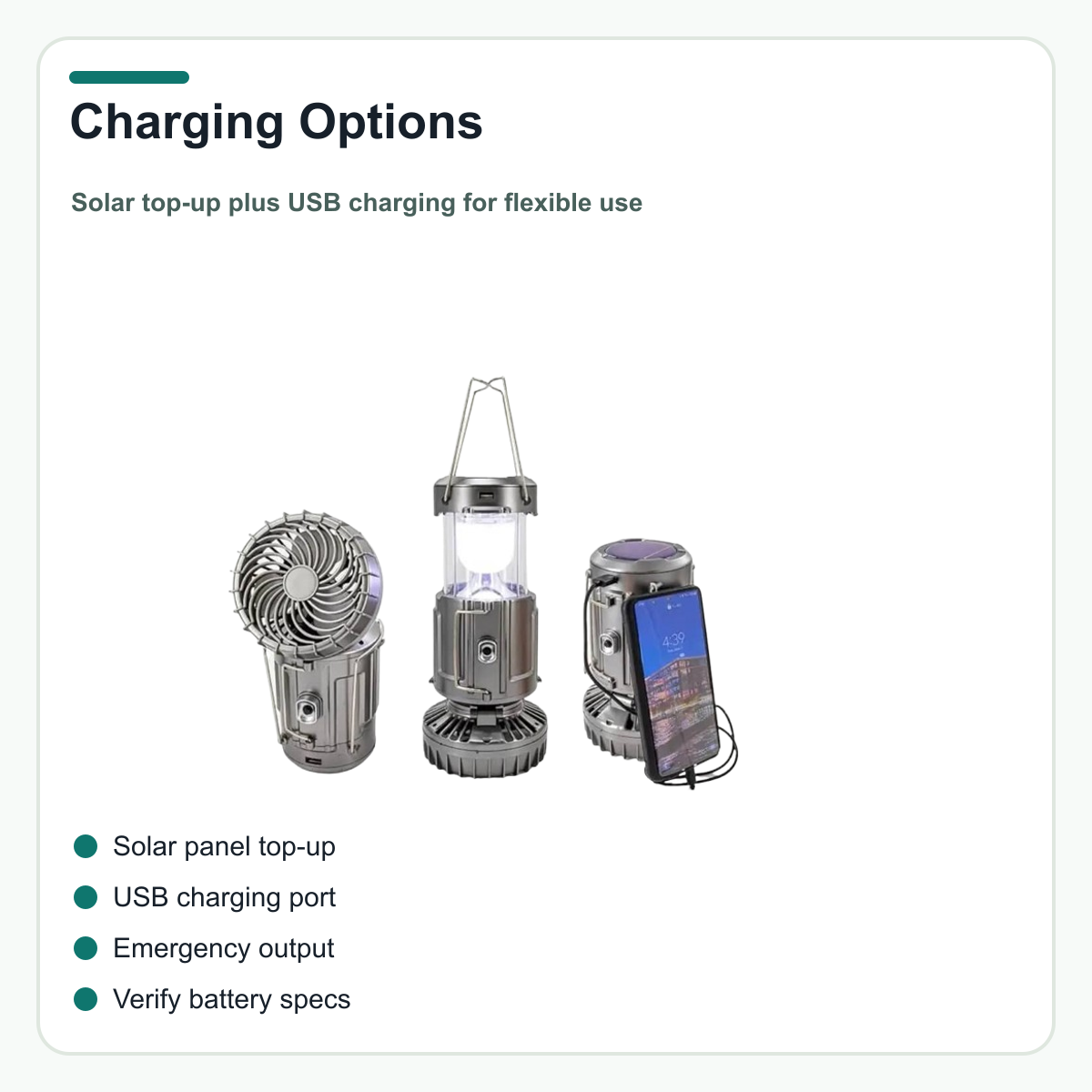 3-in-1 Solar Lantern Fan Power Bank detail 4