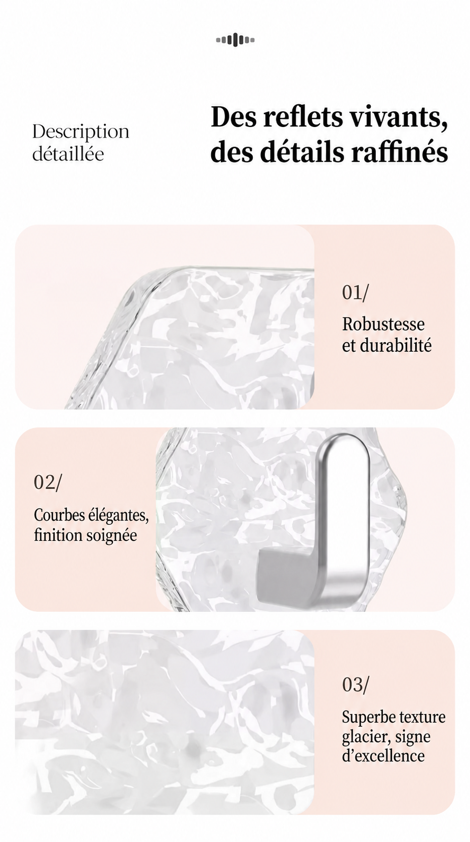 Lot de 20 crochets adhésifs hexagonaux à texture glacier pour la maison – visuel 10