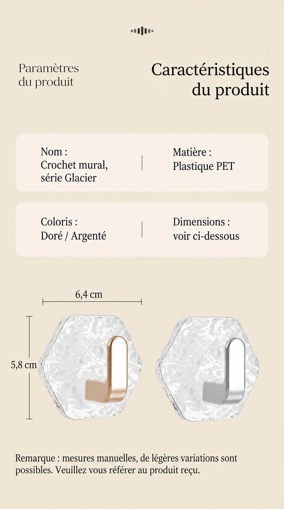 Lot de 20 crochets adhésifs hexagonaux à texture glacier pour la maison – visuel 9