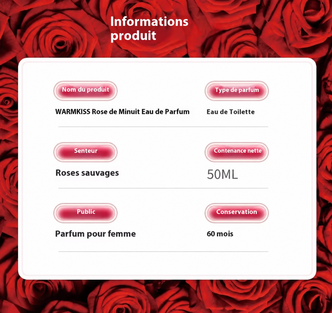 Parfum Rose de Minuit – flacon décoratif en forme de rose, 50 ml – visuel 5