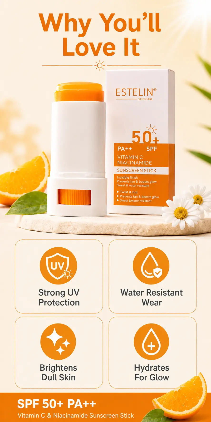 ESTELIN Vitamin C & Niacinamide Sunscreen Stick Spf50 20g detail 3
