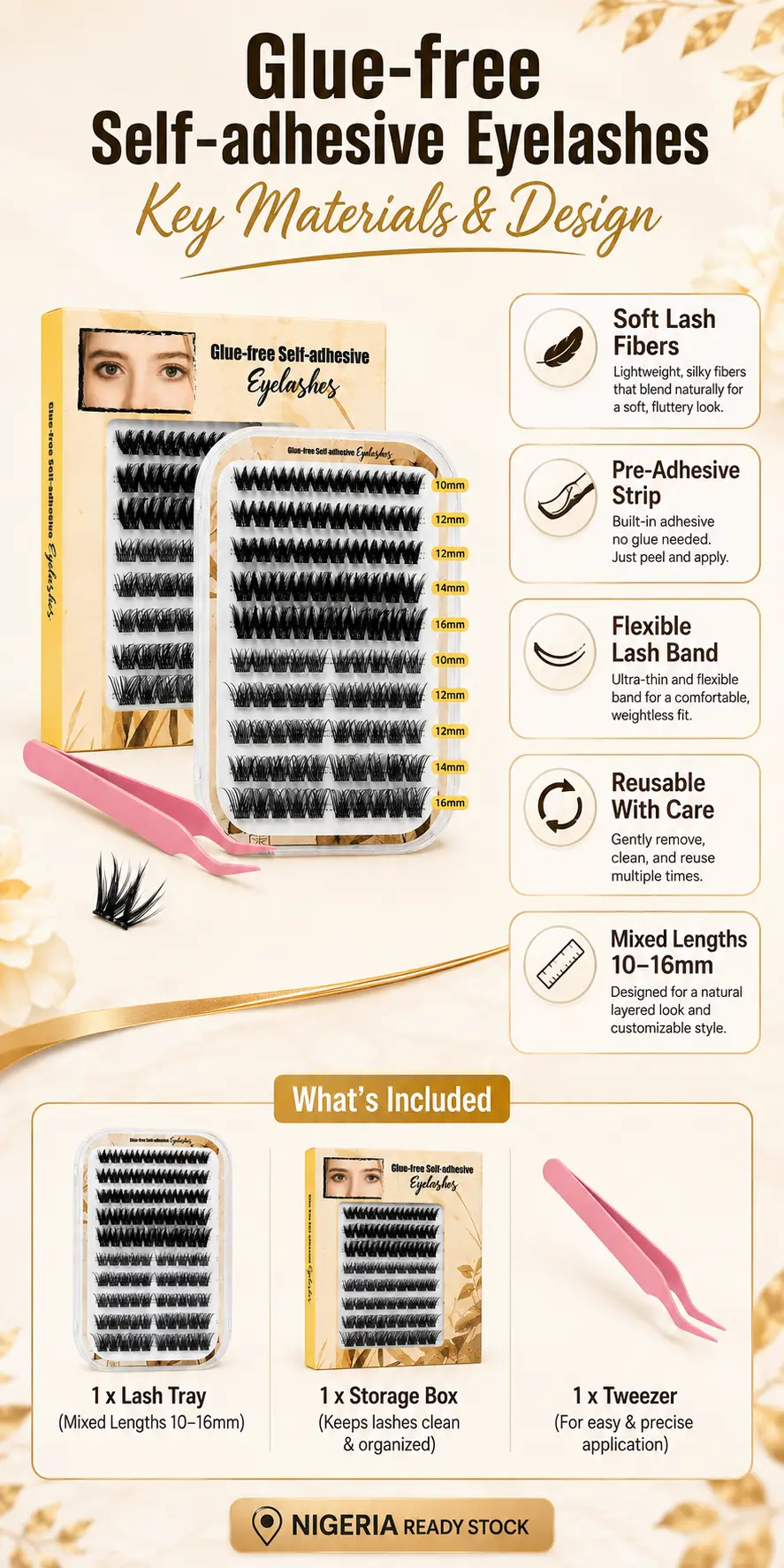 Glue-Free Self-Adhesive False Eyelashes 100簇 detail 3