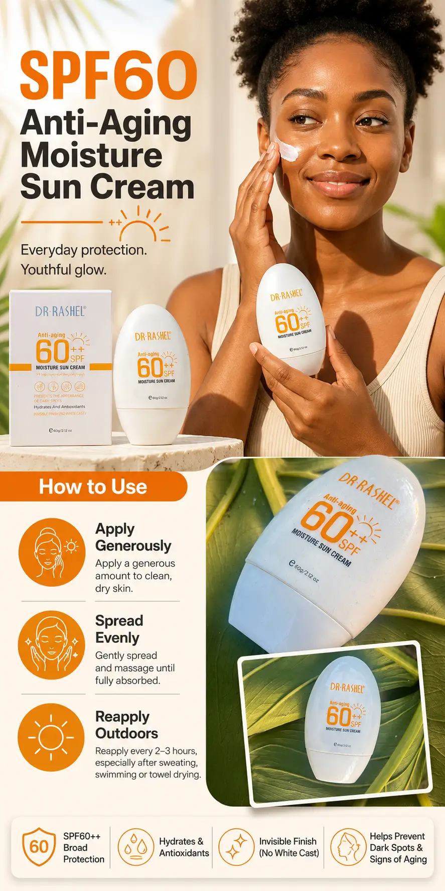 Dr.Rashel SPF60 Anti-Aging Moisture Sun Cream 60g detail 4