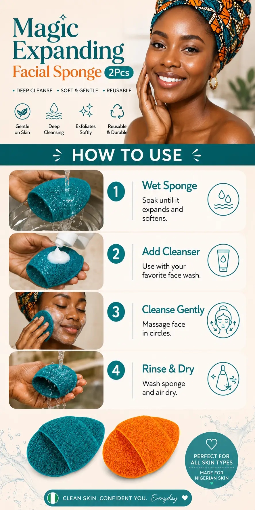 Magic Expanding Facial Sponge 2Pcs detail 4