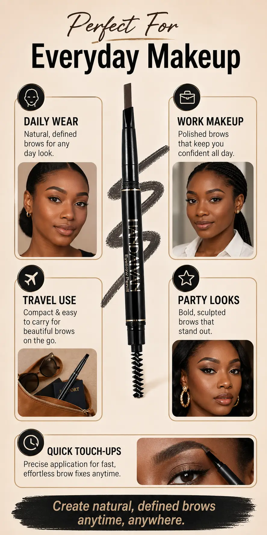 双头自动旋转眉笔 HANDAIYAN Dual-ended Automatic Eyebrow Pencil detail 8