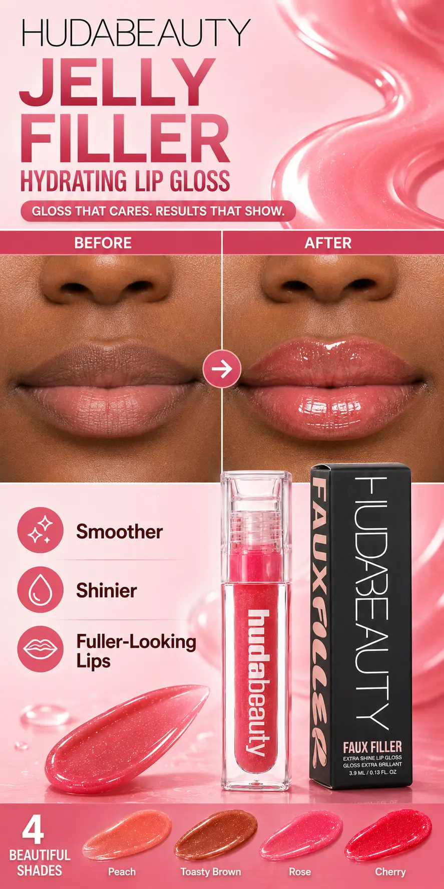 Huda Beauty Jelly Filler Hydrating Lip Gloss 3.9ML/0.13FLOZ detail 4