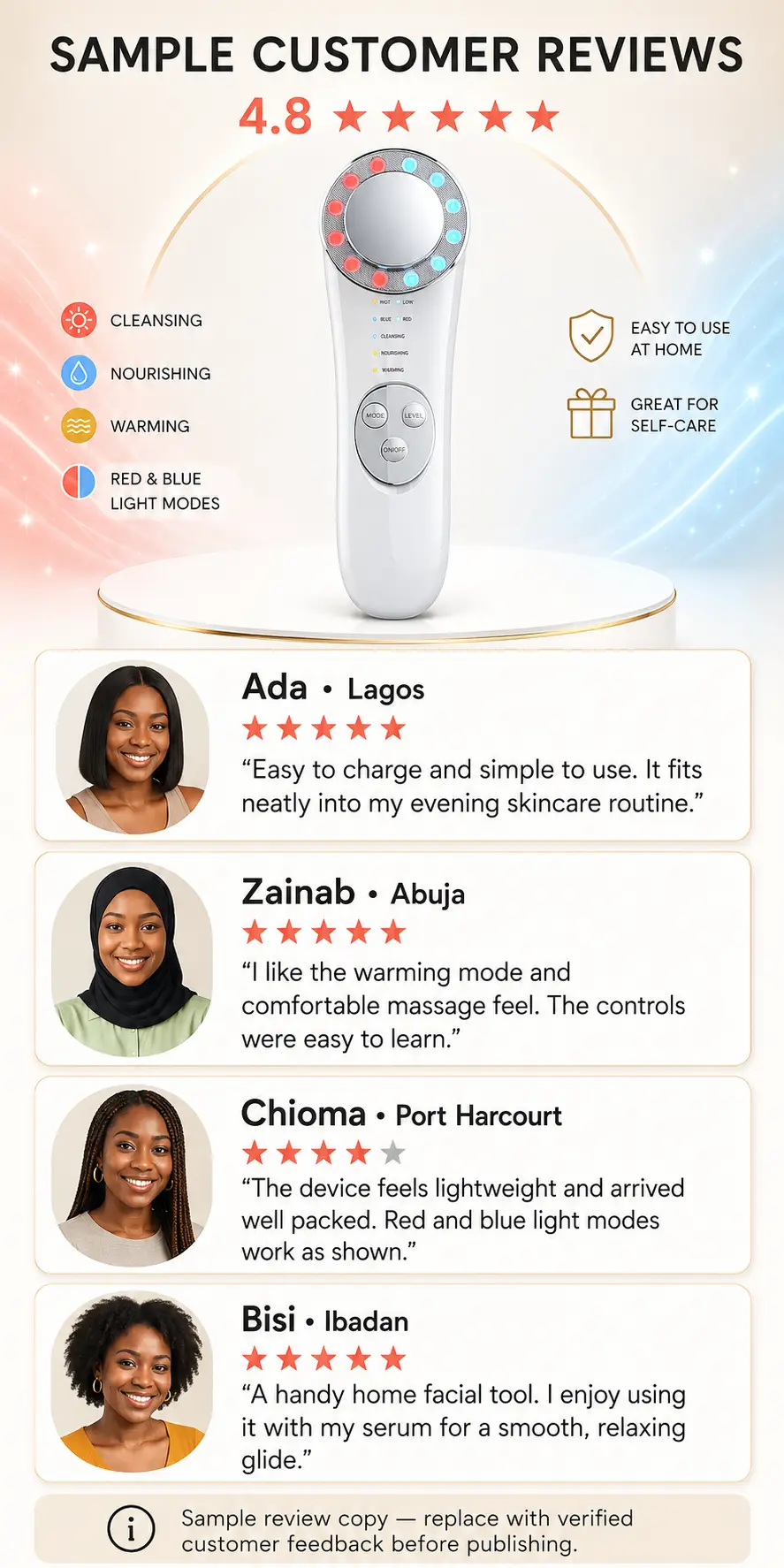5-in-1 Microcurrent Facial Device Skin Tightening Lifting LED Face Massager detail 6