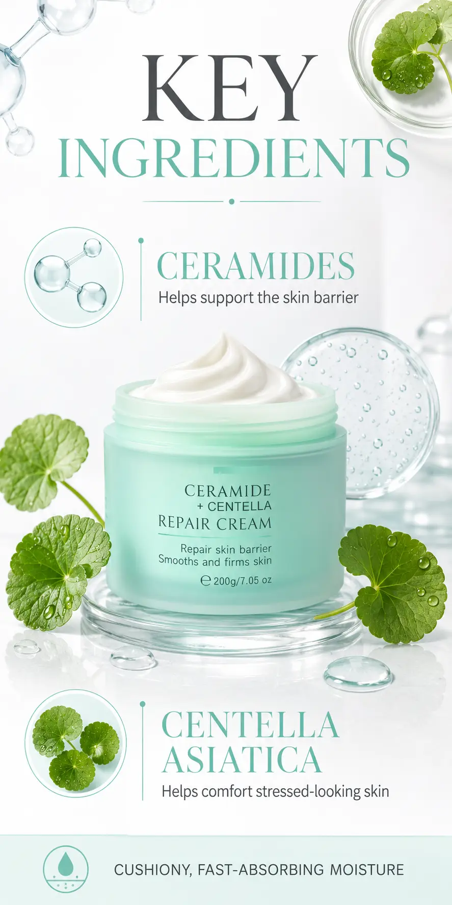 ESTELIN Ceramide & Centella Asiatica Repairing Cream 200g detail 3