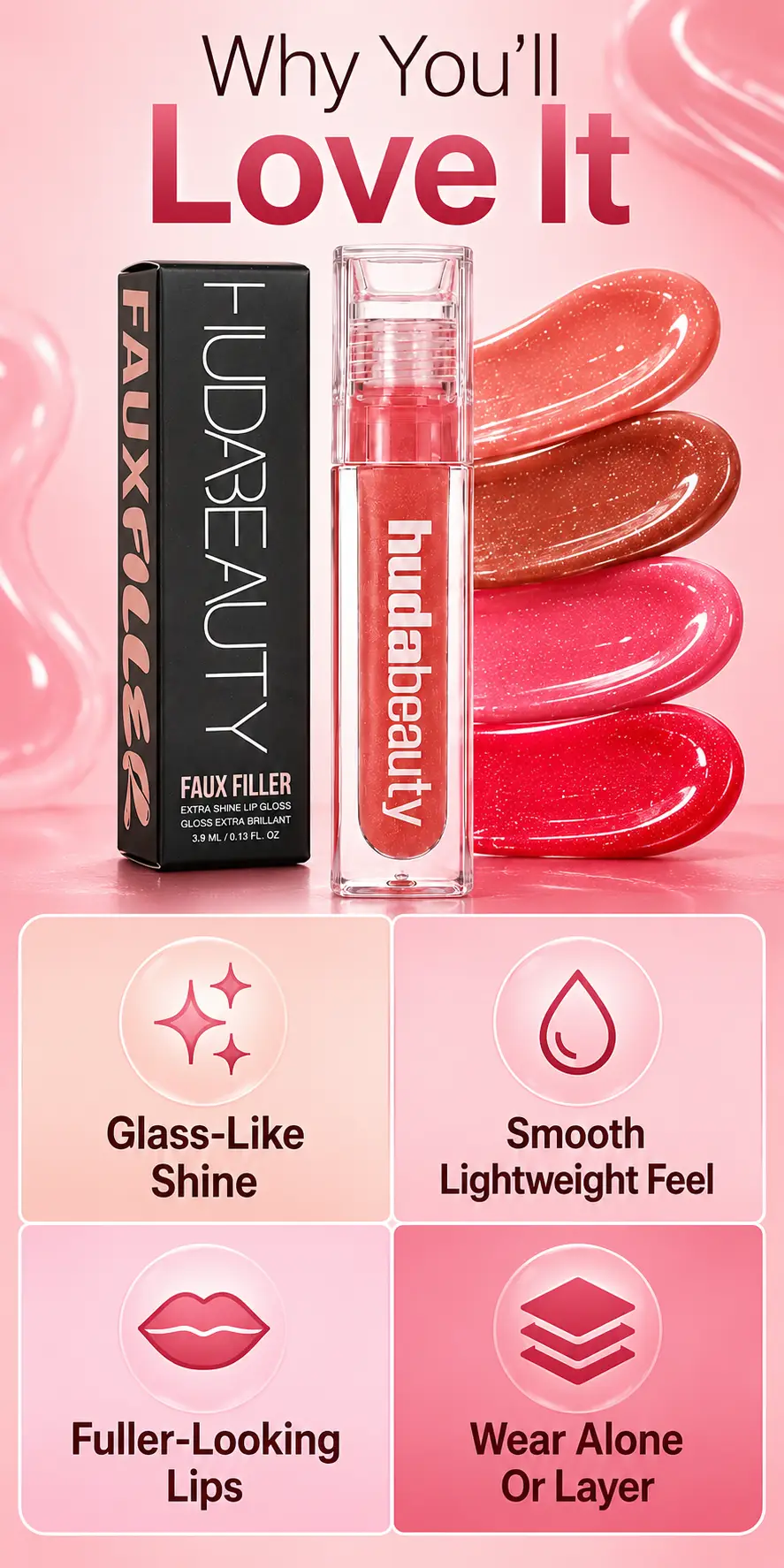 Huda Beauty Jelly Filler Hydrating Lip Gloss 3.9ML/0.13FLOZ detail 2