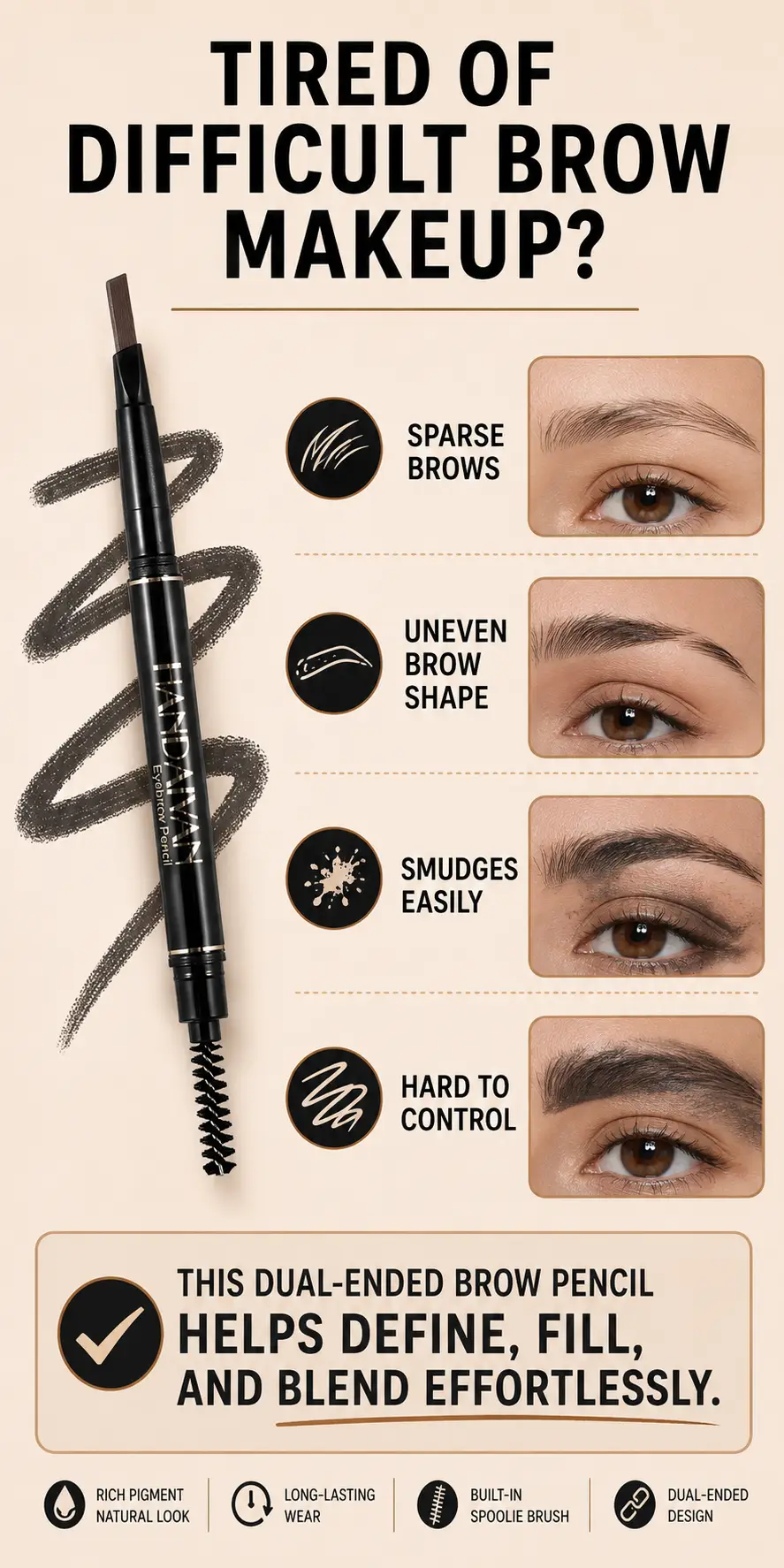 双头自动旋转眉笔 HANDAIYAN Dual-ended Automatic Eyebrow Pencil detail 1