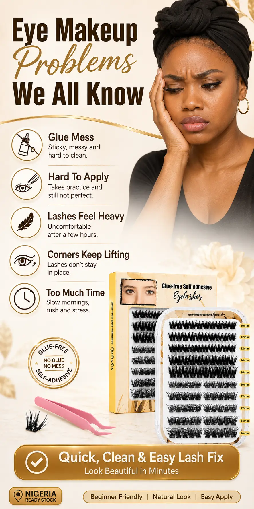 Glue-Free Self-Adhesive False Eyelashes 100簇 detail 1