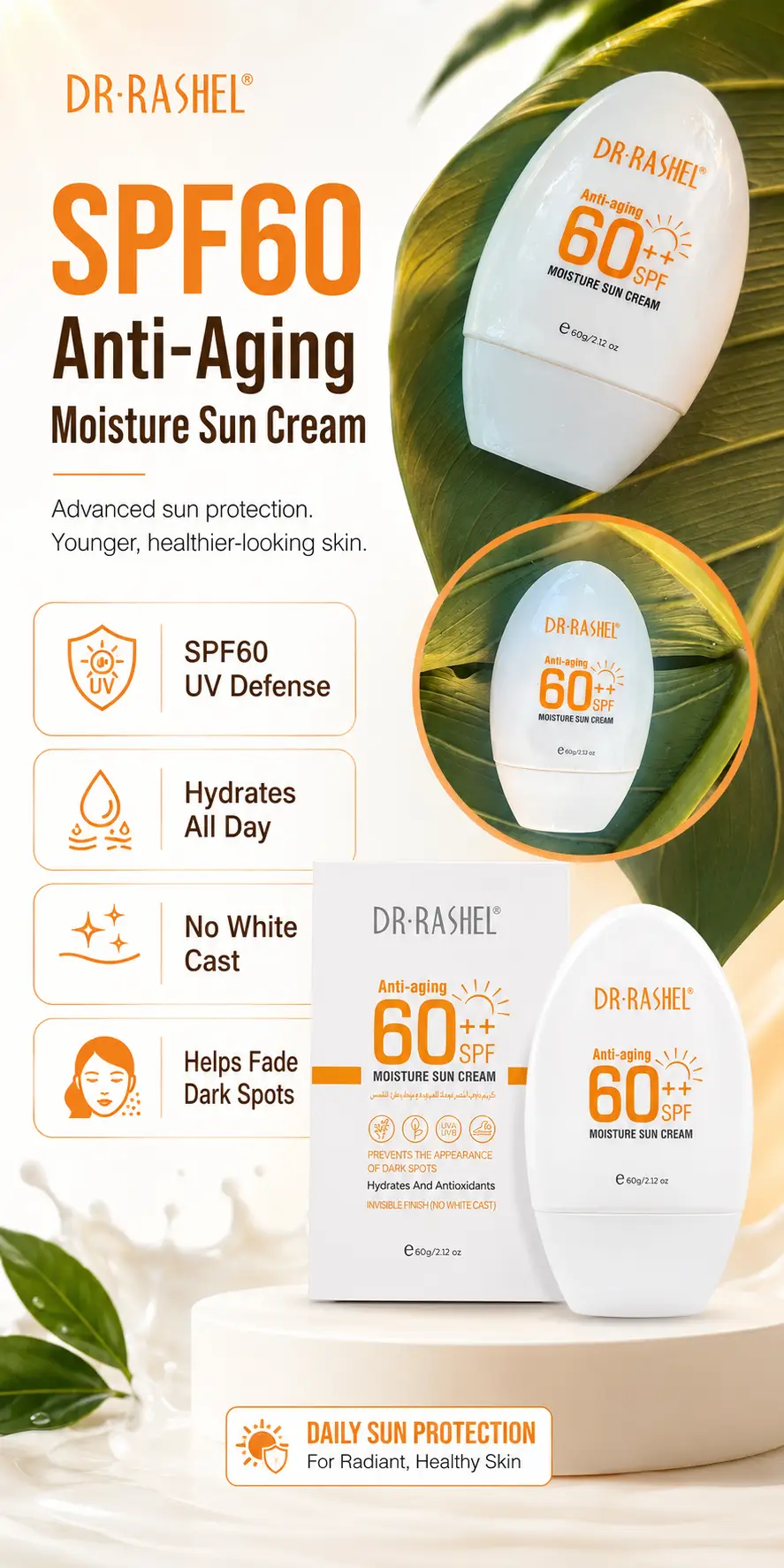 Dr.Rashel SPF60 Anti-Aging Moisture Sun Cream 60g detail 2