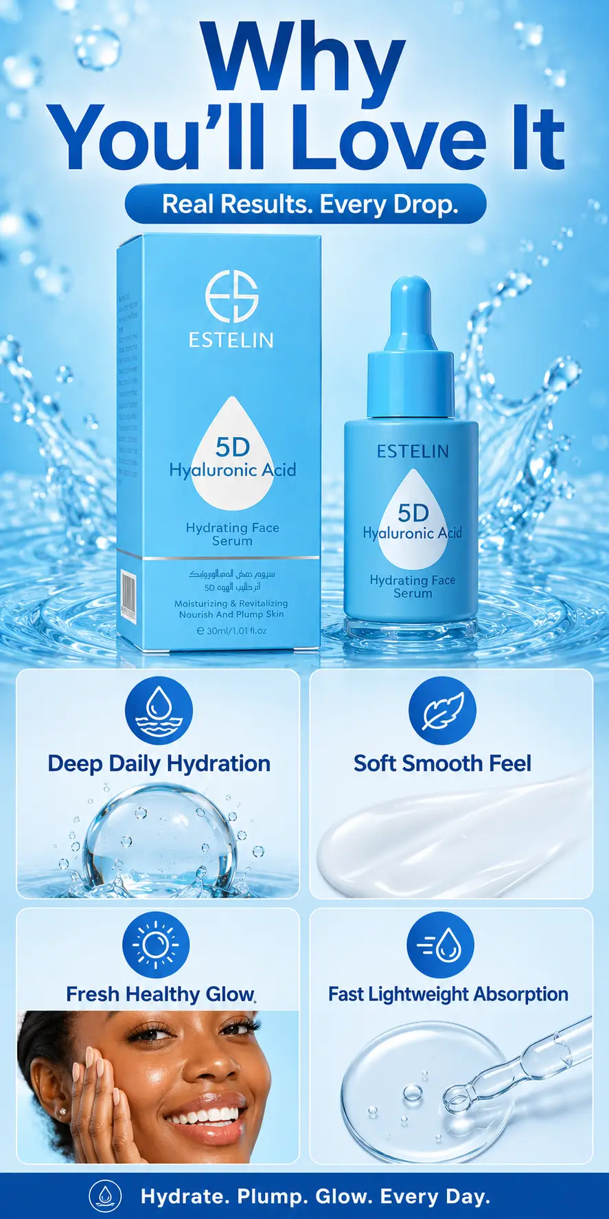 ESTELIN 5D Hyaluronic Acid Hydrating Face Serum 30ml detail 2