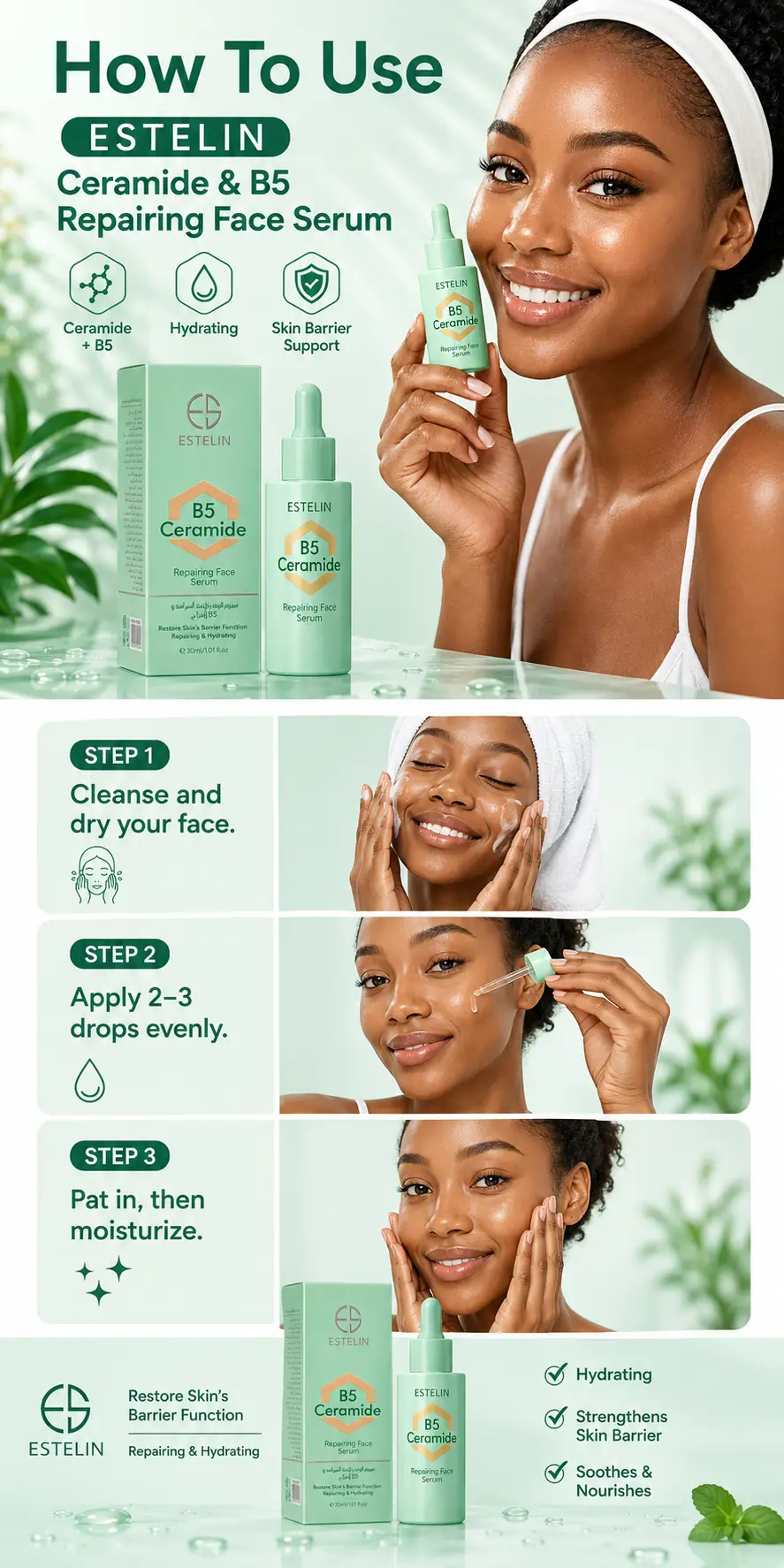 ESTELIN Ceramide & B5 Repairing Face Serum 30ml detail 4
