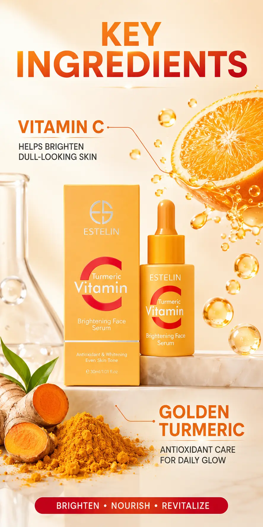 ESTELIN Vitamin C & Turmeric Brighten Face Serum 30ml detail 3