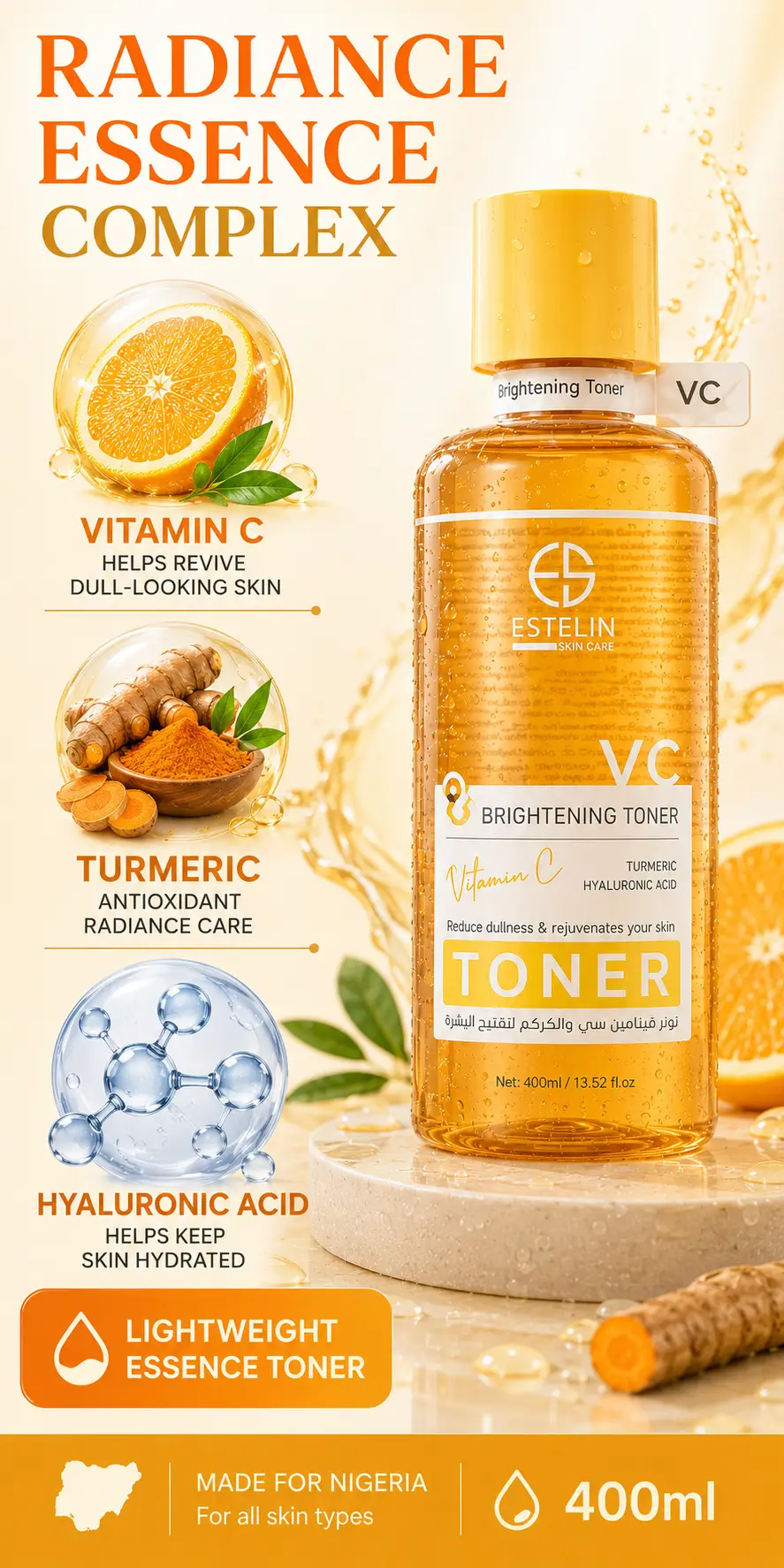 ESTELIN Vitamin C Brightening Toner 400ml detail 3
