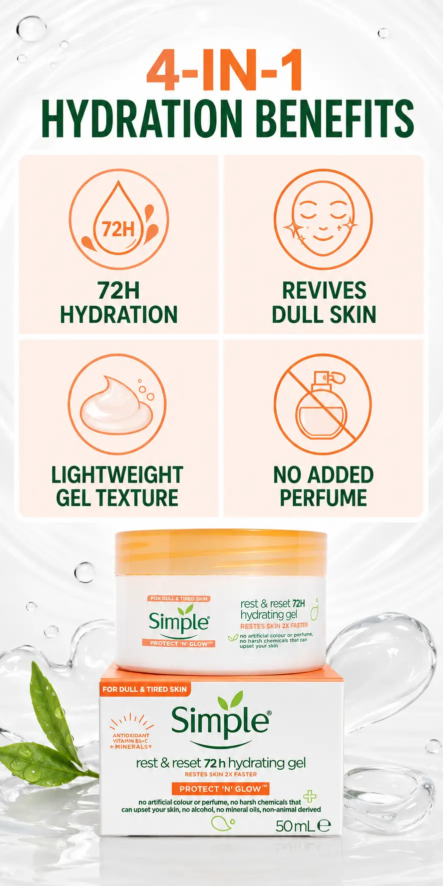 Simple Rest & Reset 72H Hydrating Gel 50ml detail 2