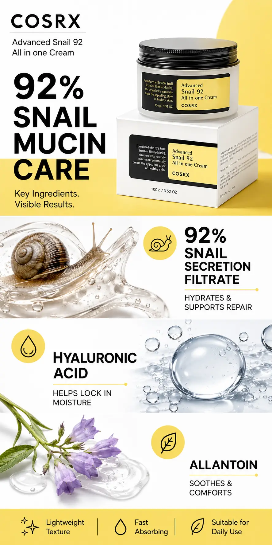 Cosrx Advanced Snail 92 All In One Cream 100g detail 3