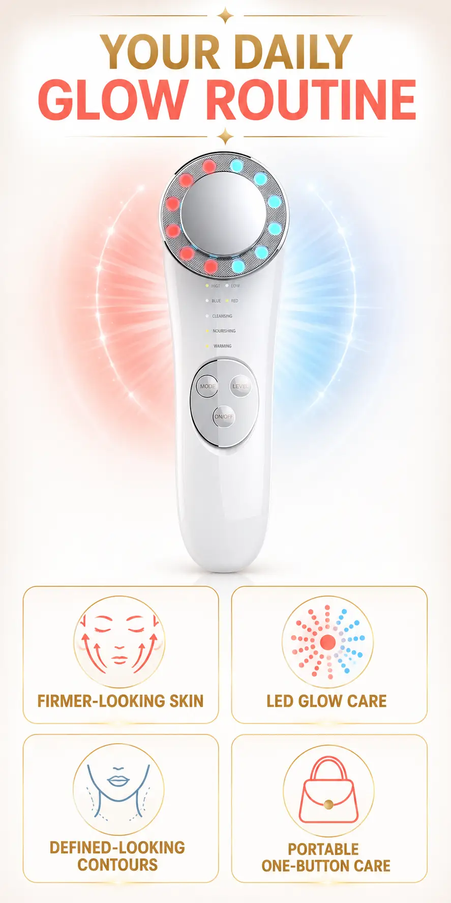 5-in-1 Microcurrent Facial Device Skin Tightening Lifting LED Face Massager detail 2