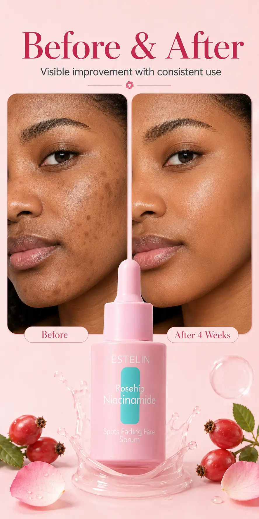 ESTELIN Rosehip & Niacinamide Spots Fading Face Serum 30ml detail 5