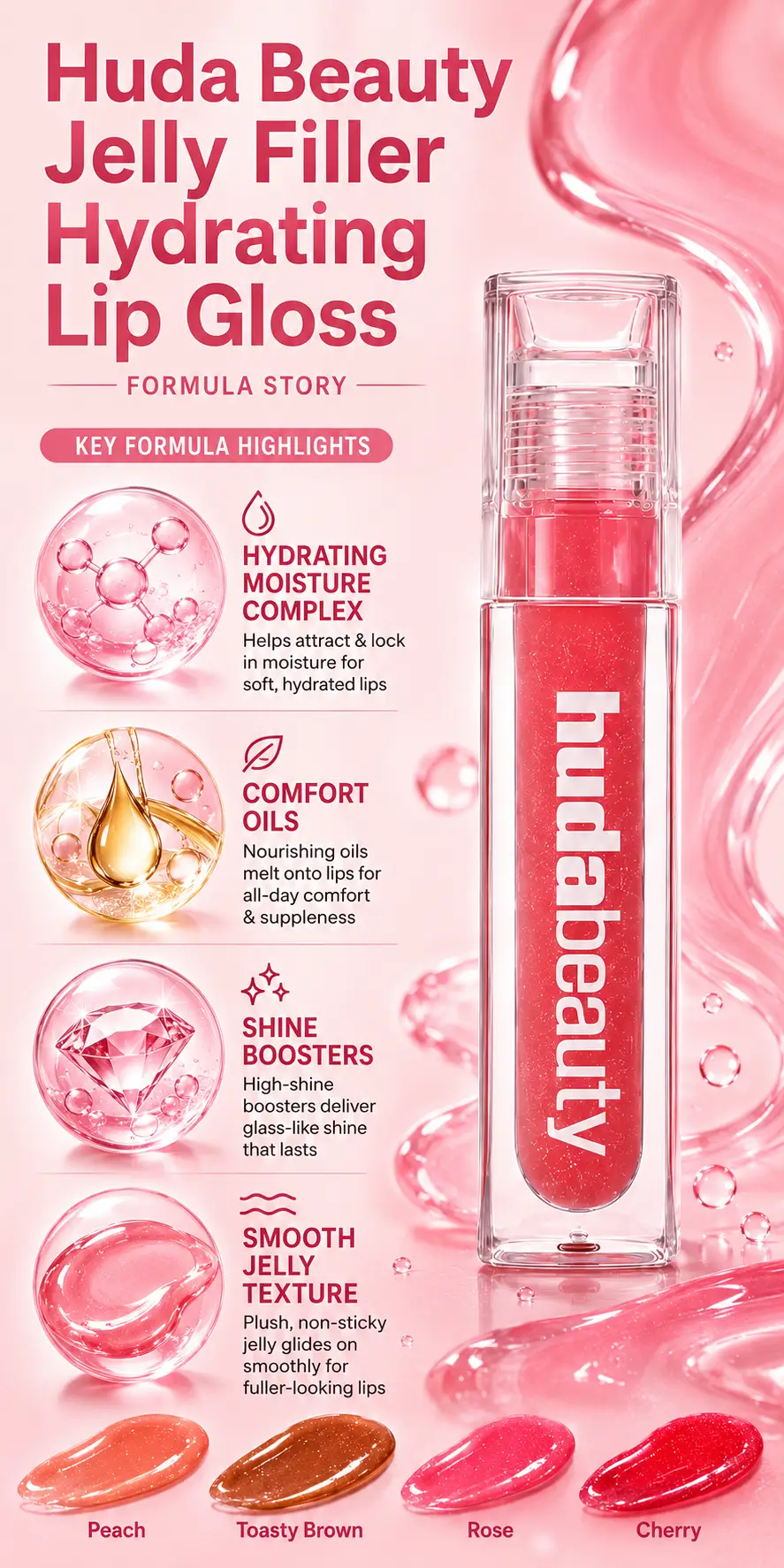 Huda Beauty Jelly Filler Hydrating Lip Gloss 3.9ML/0.13FLOZ detail 3