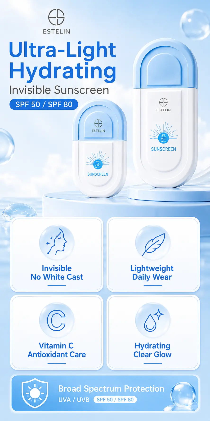 ESTELIN Ultra-Light Hydrating Invisible Sunscreen Spf 50 Pa+++ detail 2