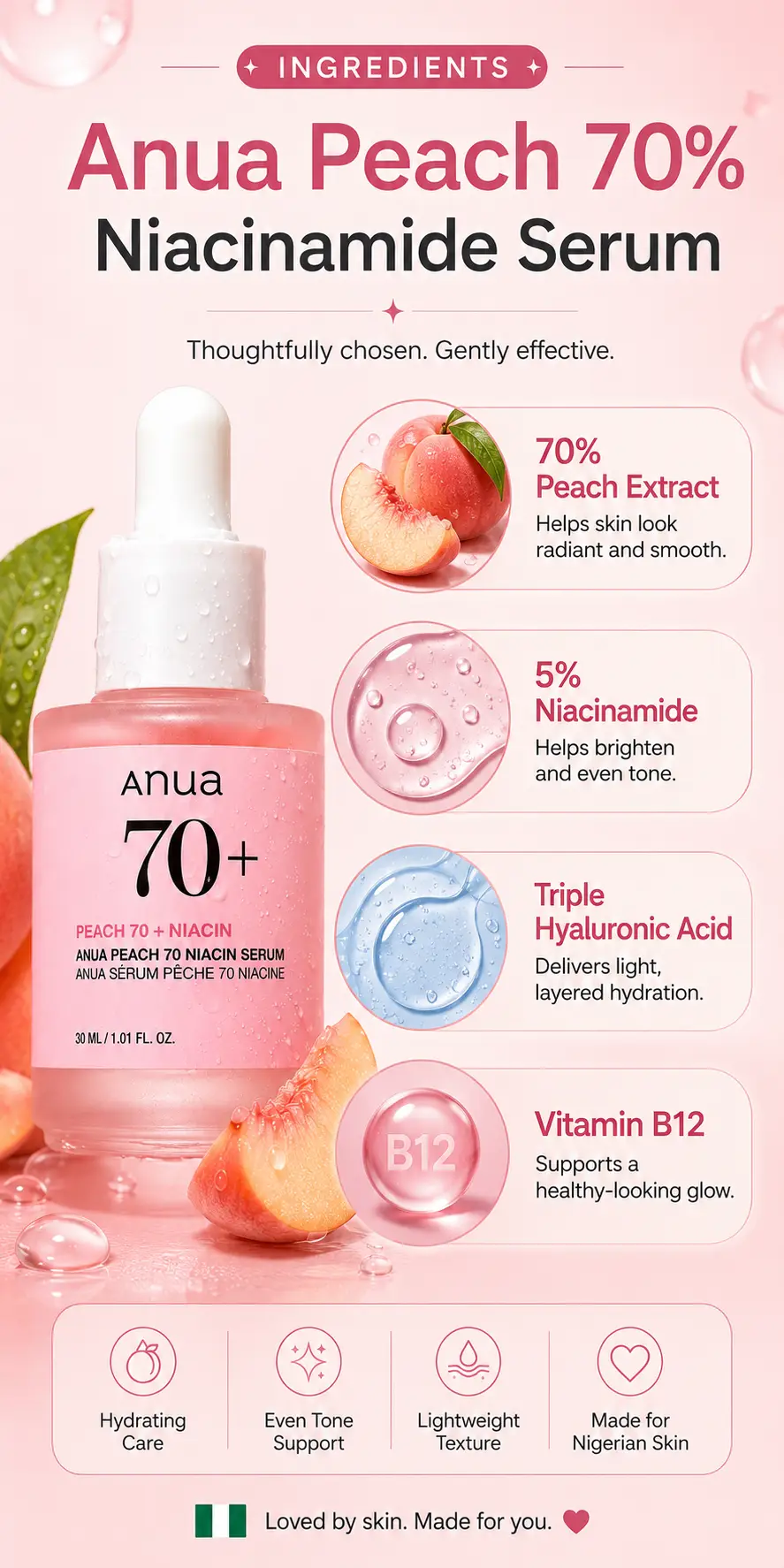 Anua Peach 70% Niacinamide Serum 30ml detail 3