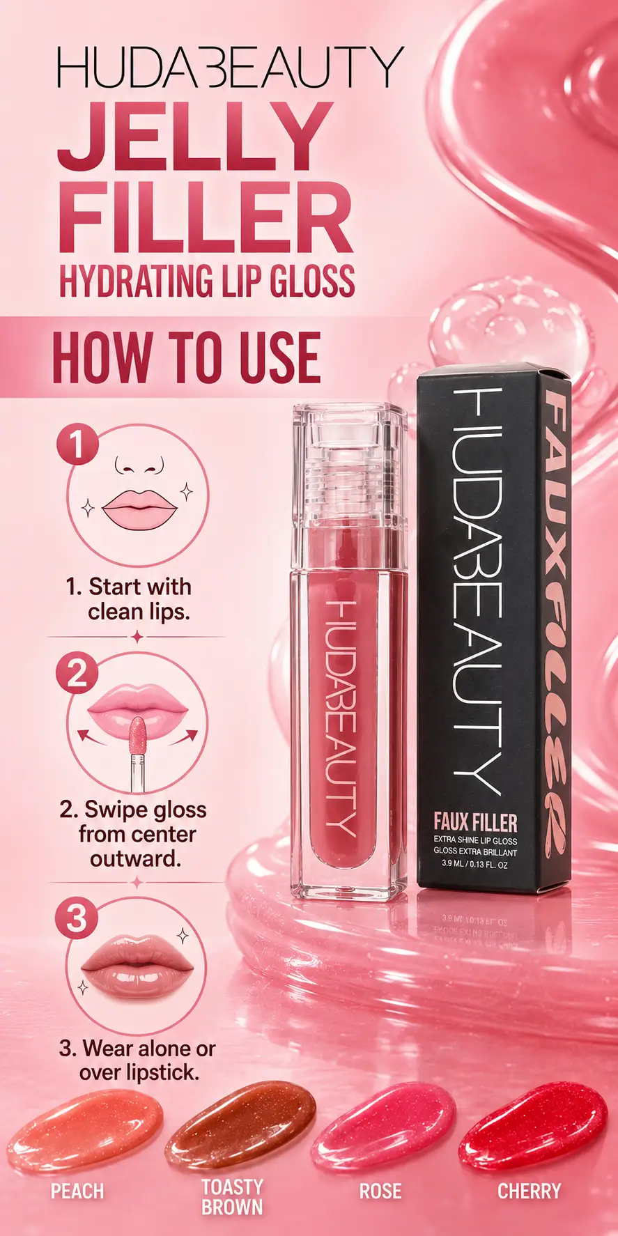 Huda Beauty Jelly Filler Hydrating Lip Gloss 3.9ML/0.13FLOZ detail 5