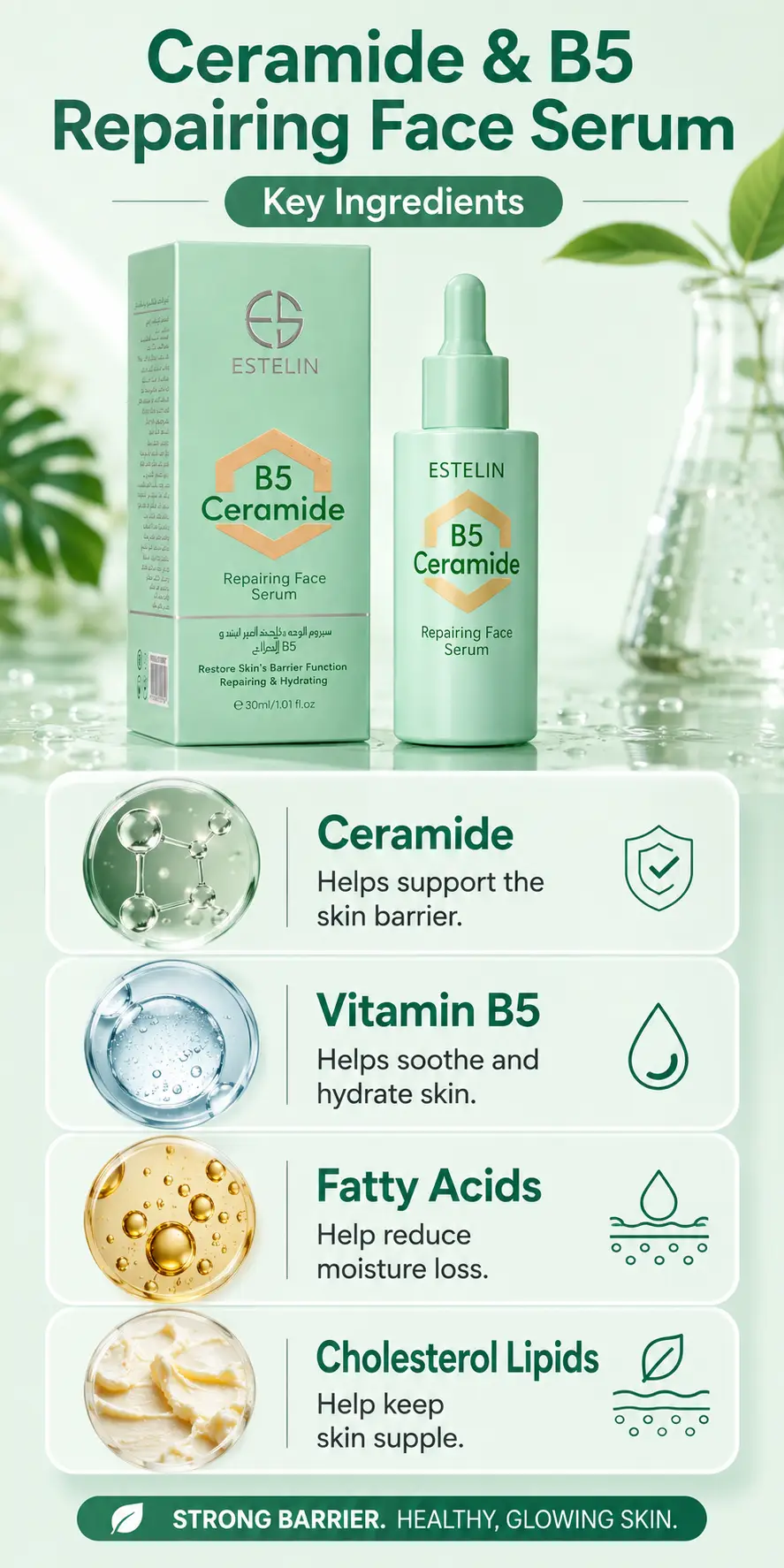 ESTELIN Ceramide & B5 Repairing Face Serum 30ml detail 3