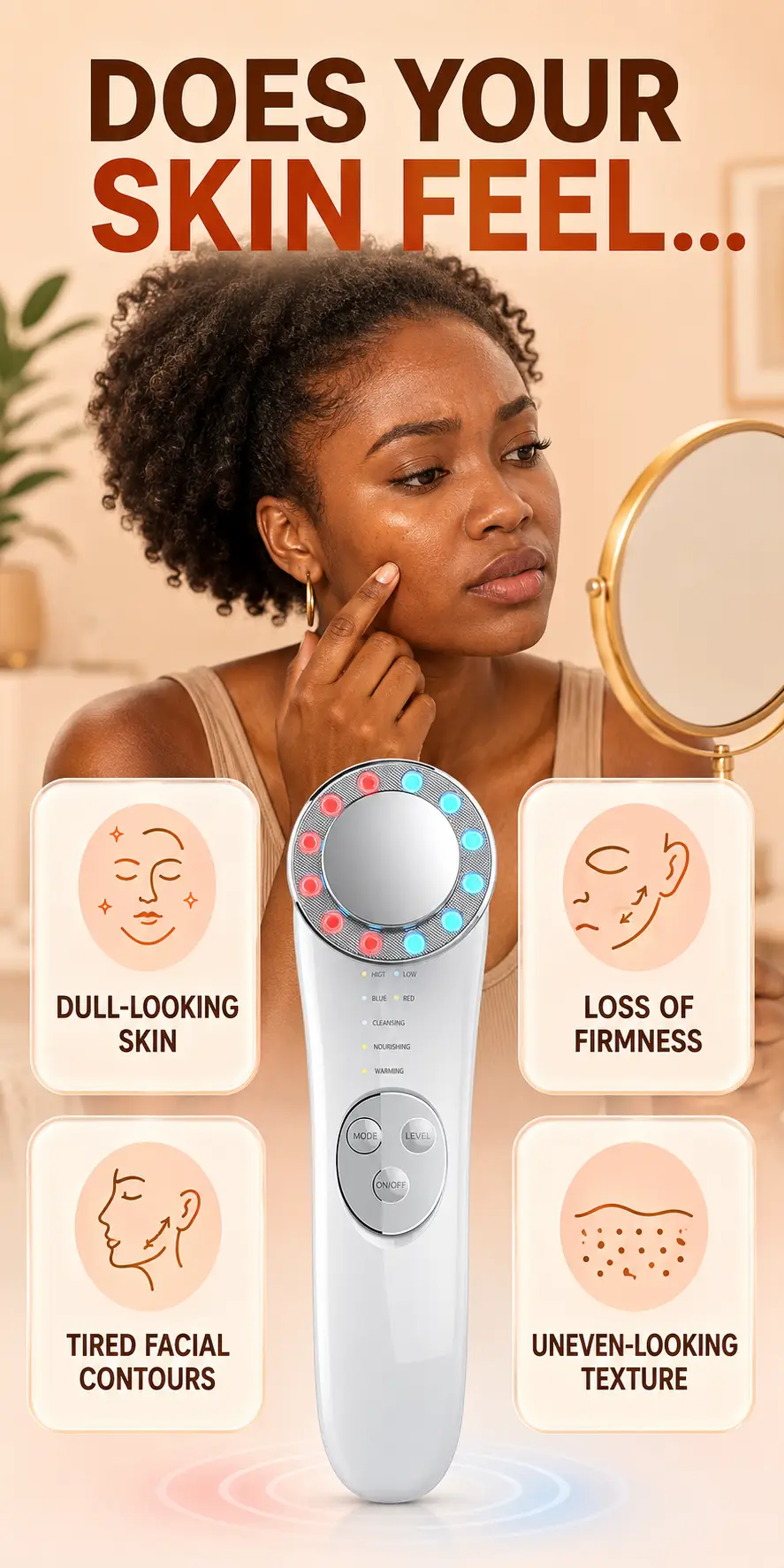 5-in-1 Microcurrent Facial Device Skin Tightening Lifting LED Face Massager detail 1