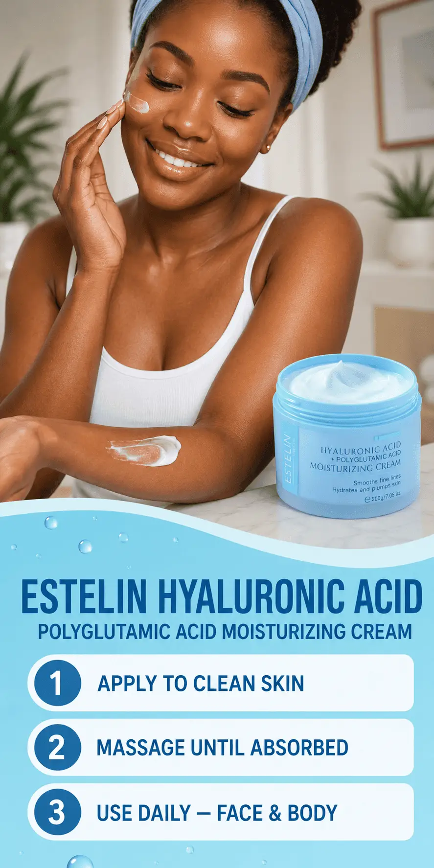 ESTELIN Hyaluronic Acid & Polyglutamic Acid Moisturizing Cream 200g detail 5
