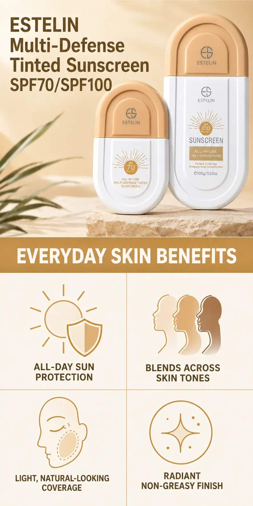 ESTELIN Multi-Defense Tinted Sunscreen Spf70 detail 2