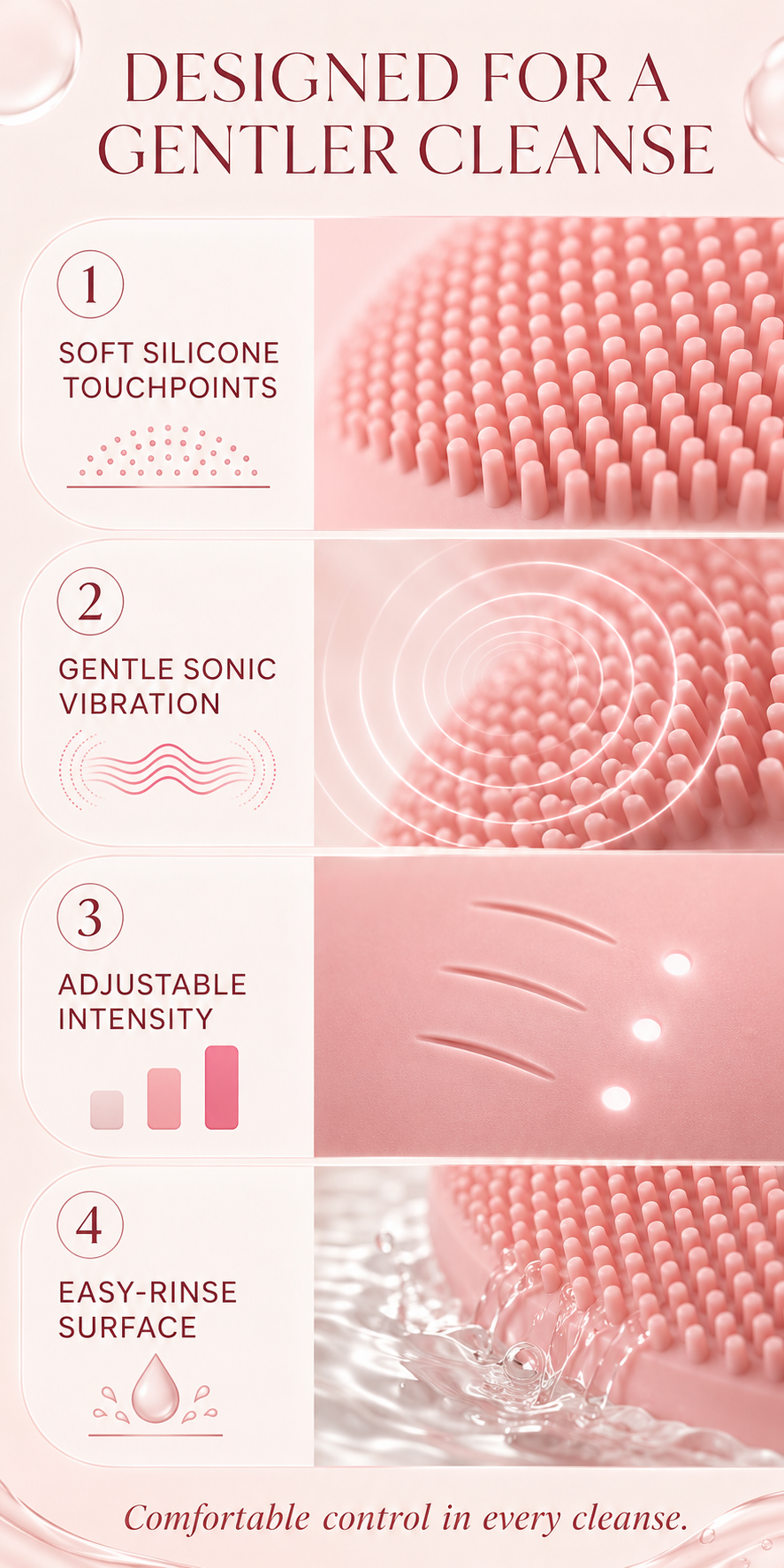 Ultrasonic Silicone Facial Cleansing Brush with Deep Cleansing Vibration Massage detail 3