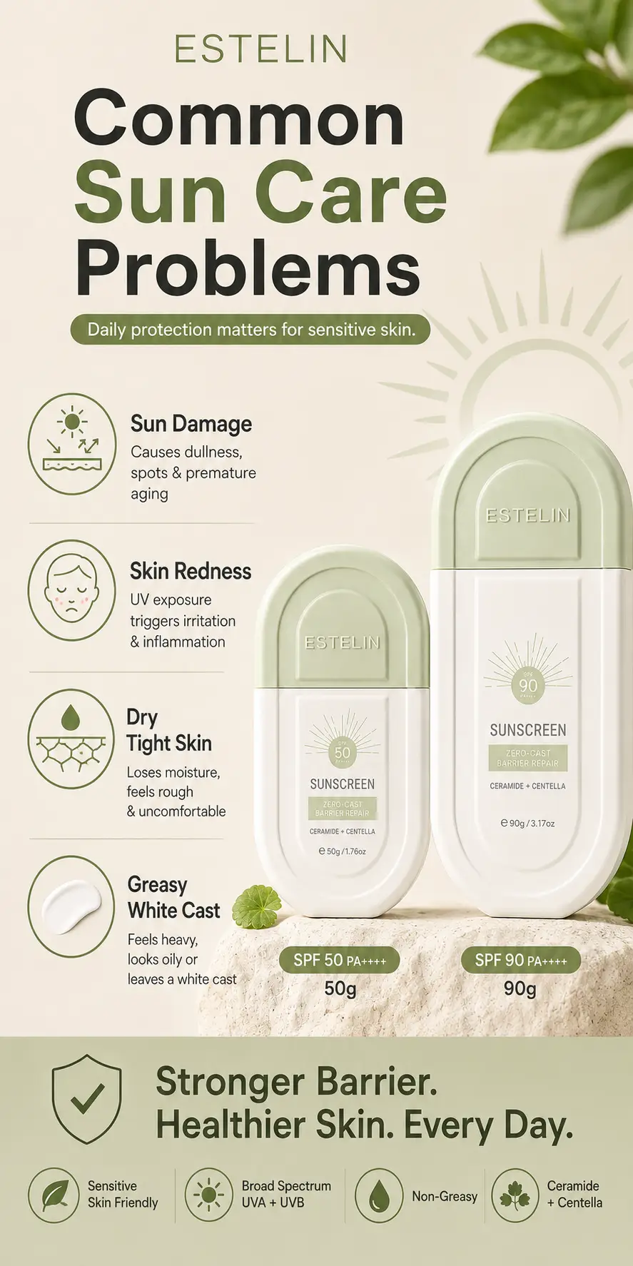ESTELIN Zero-Cast Barrier Repairing Sunscreen detail 1