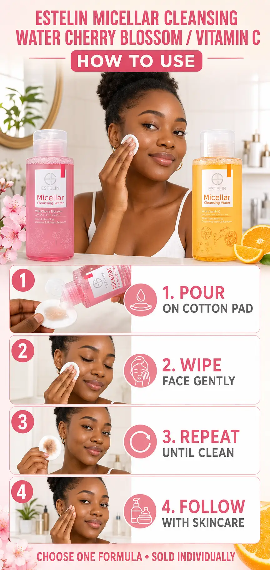 ESTELIN Micellar Cleansing Water With Cherry Blossom detail 4