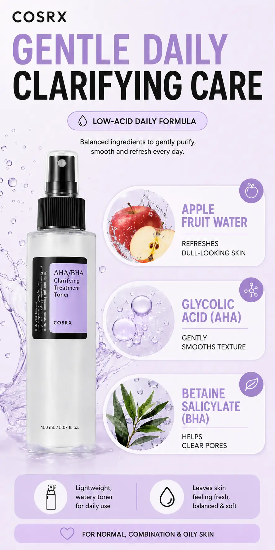 COSRX AHA/BHA Clarifying Treatment Toner 150ml detail 3