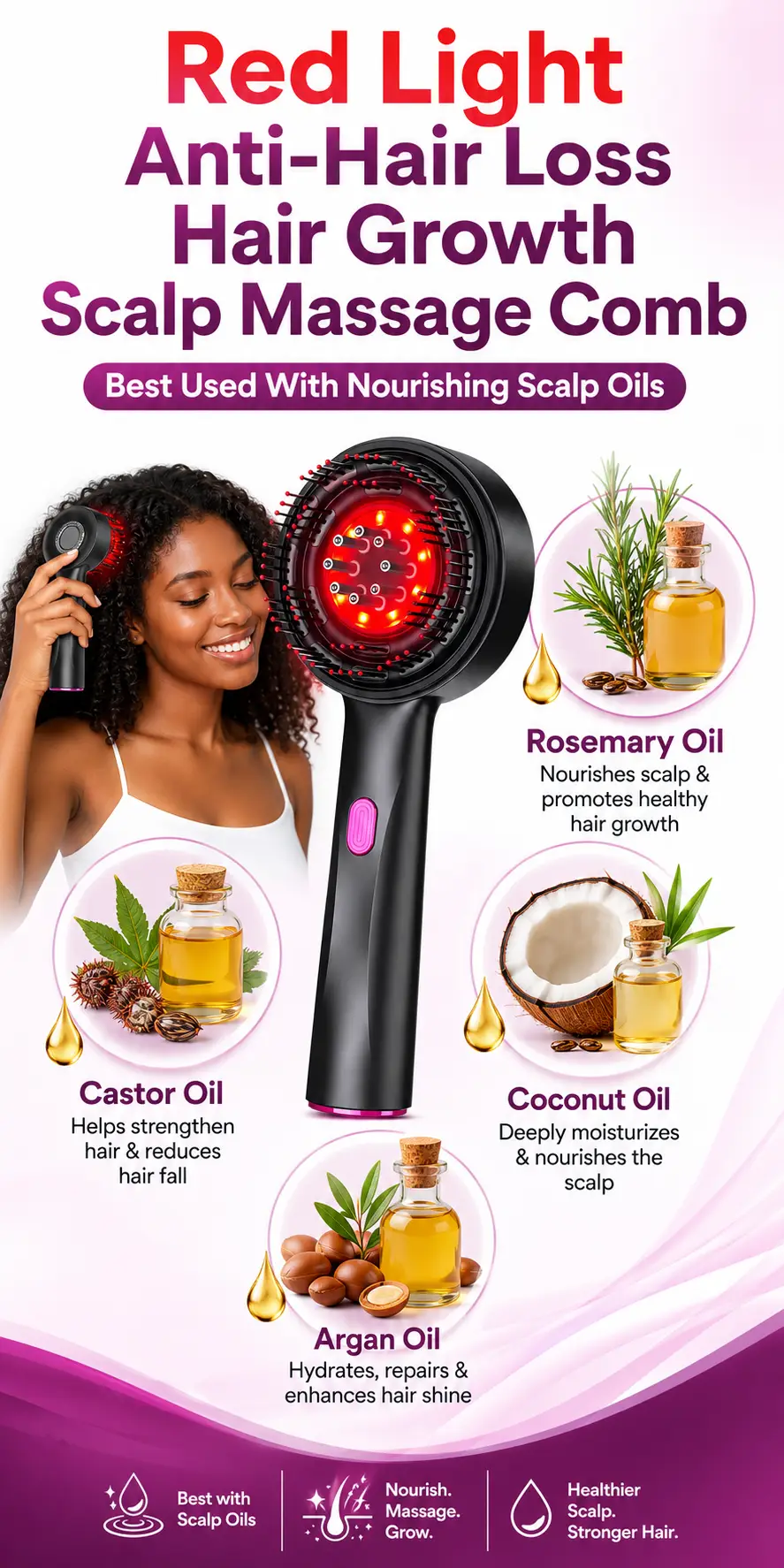 Red Light Scalp Massage Comb for Hair Growth & Anti-Hair Loss detail 3