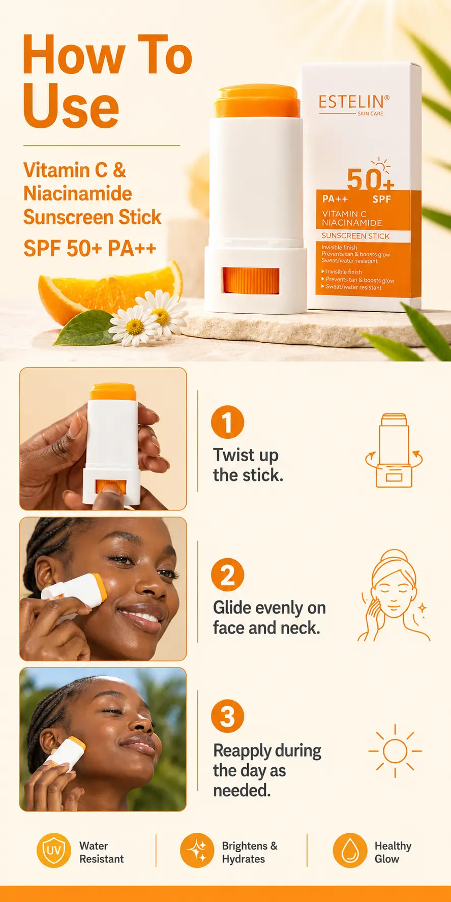ESTELIN Vitamin C & Niacinamide Sunscreen Stick Spf50 20g detail 5