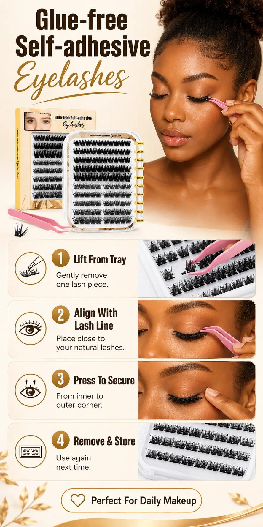 Glue-Free Self-Adhesive False Eyelashes 100簇 detail 4