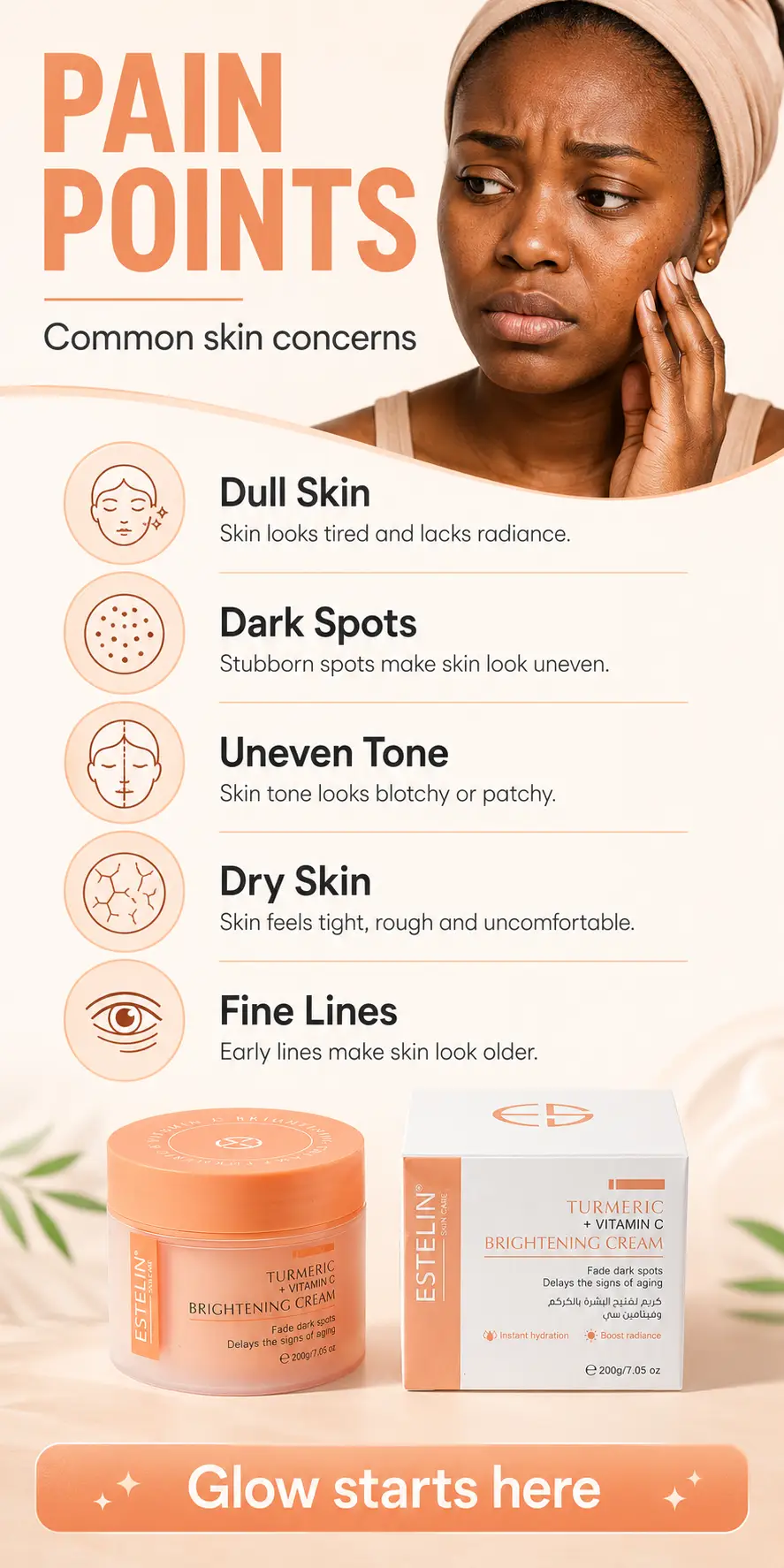 ESTELIN Turmeric & Vitamin C Brightening Cream 200g detail 1